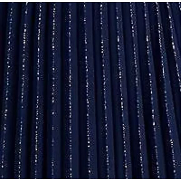 Womens Navy Metallic Pull On Styling Tea-Length Cocktail Pleated Skirt - Picture 6 of 8